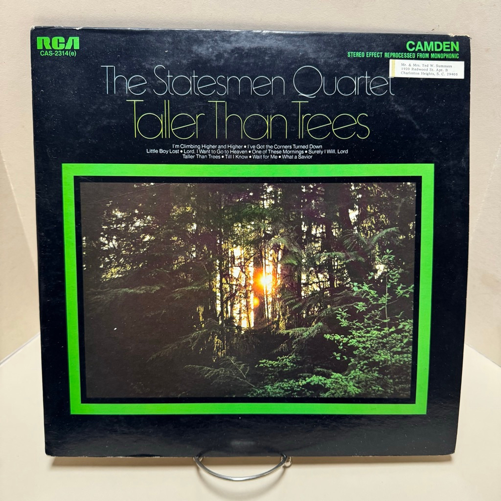 1969 RCA Records Vinyl 33 LP The Statesmen Quartet “Taller Than Trees”